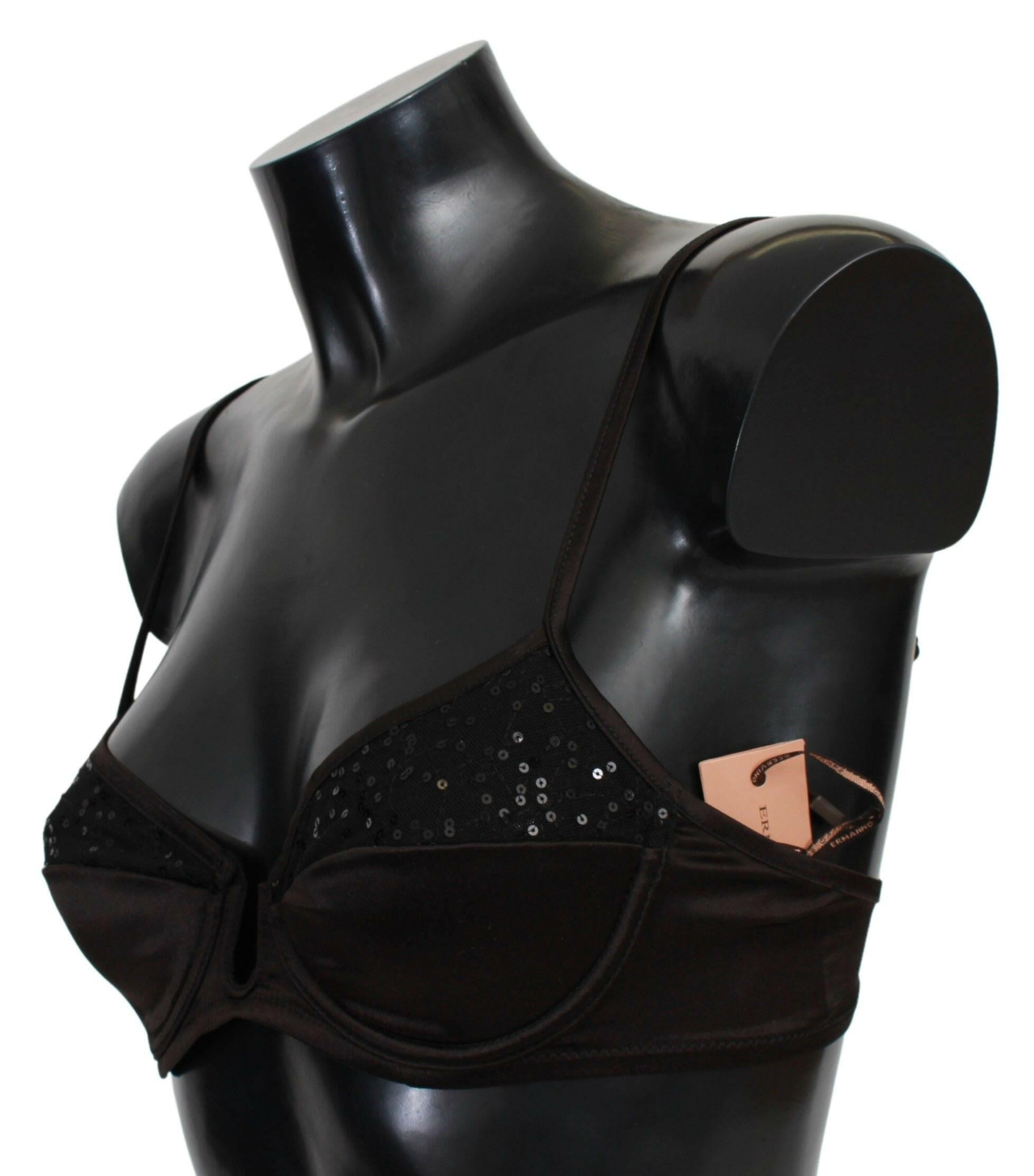 Ermanno Scervino Brown Sequined Balconcino Bra Underwear -   -  Ermanno Scervino.