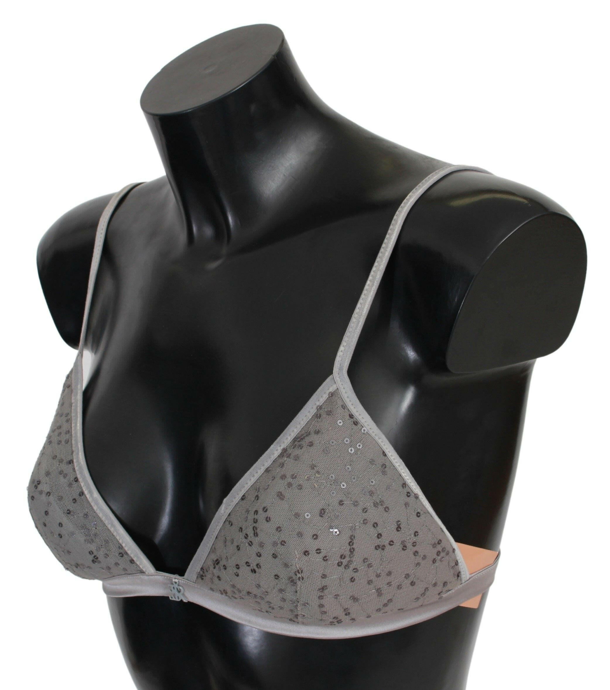 Ermanno Scervino Gray Nylon Sequined Triangolo Bra Underwear -   -  Ermanno Scervino.