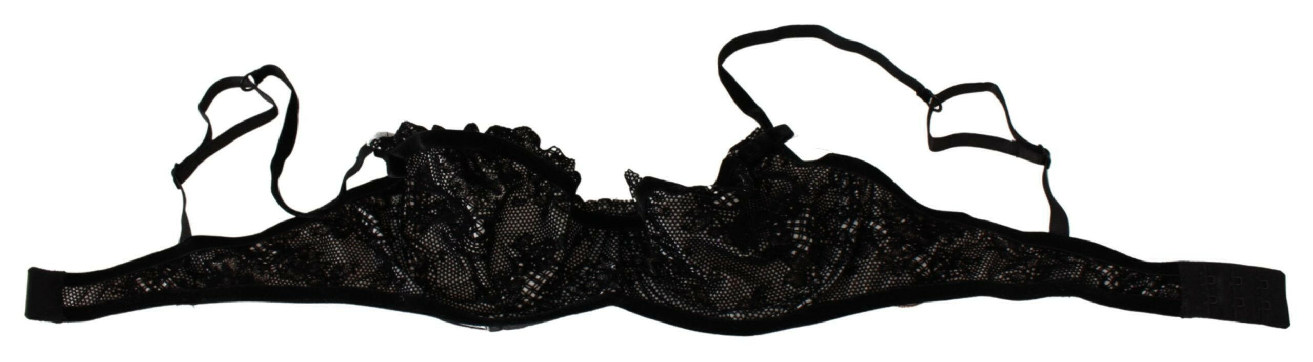 Ermanno Scervino Black Mesh Balconcino Bra Nylon  Underwear -   -  Ermanno Scervino.