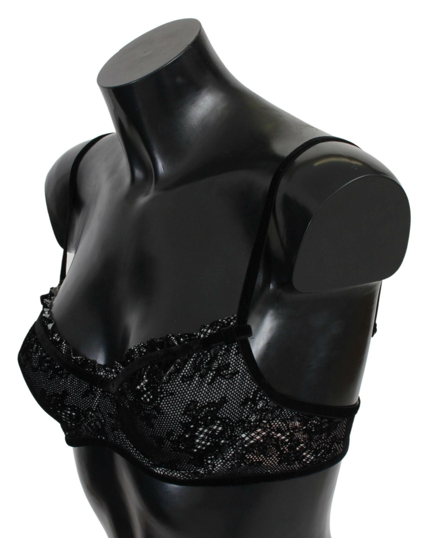 Ermanno Scervino Black Mesh Balconcino Bra Nylon  Underwear -   -  Ermanno Scervino.