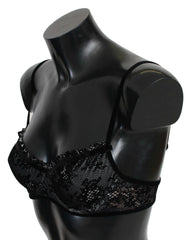 Ermanno Scervino Black Mesh Balconcino Bra Nylon  Underwear -   -  Ermanno Scervino.