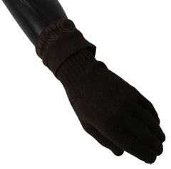 Costume National Brown Wool Knitted One Size Wrist Length Gloves -   -  Costume National.