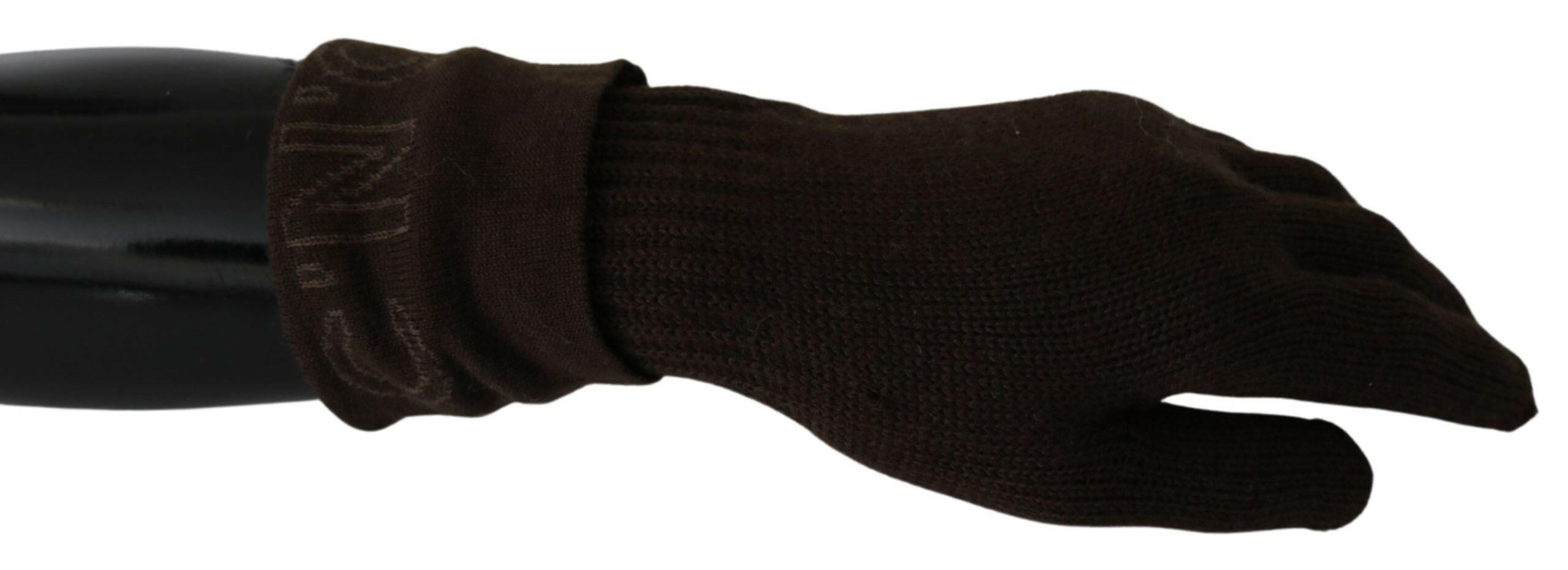 Costume National Brown Wool Knitted One Size Wrist Length Gloves -   -  Costume National.