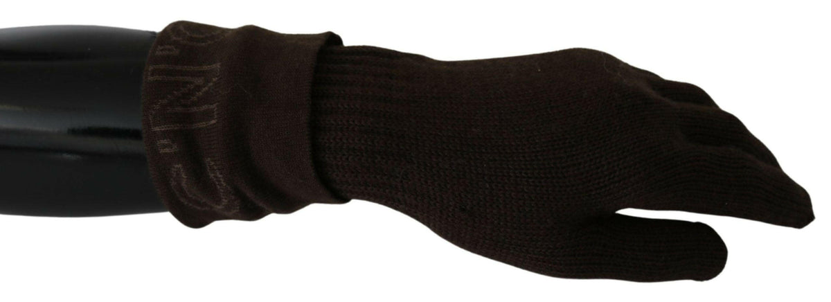 Costume National Brown Wool Knitted One Size Wrist Length Gloves -   -  Costume National.