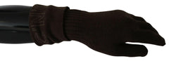 Costume National Brown Wool Knitted One Size Wrist Length Gloves -   -  Costume National.
