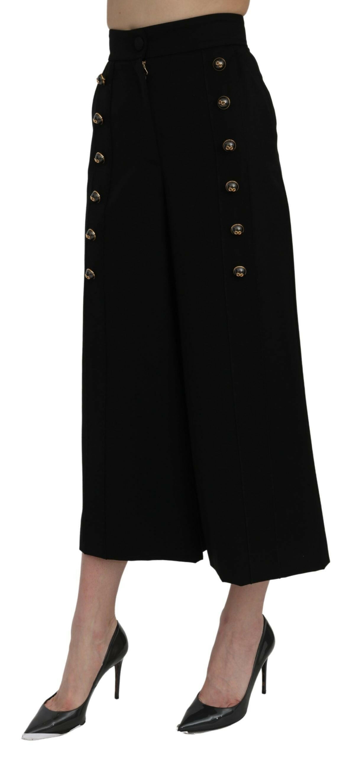 Dolce & Gabbana Black High Waist Wide Leg Cropped Pants -   -  Dolce & Gabbana.