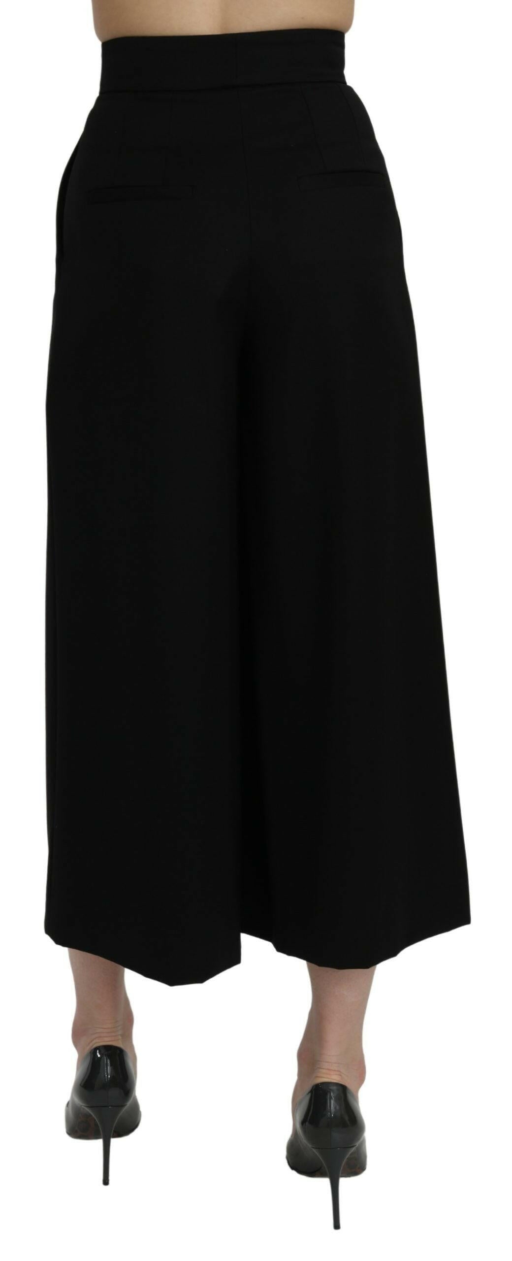 Dolce & Gabbana Black High Waist Wide Leg Cropped Pants -   -  Dolce & Gabbana.