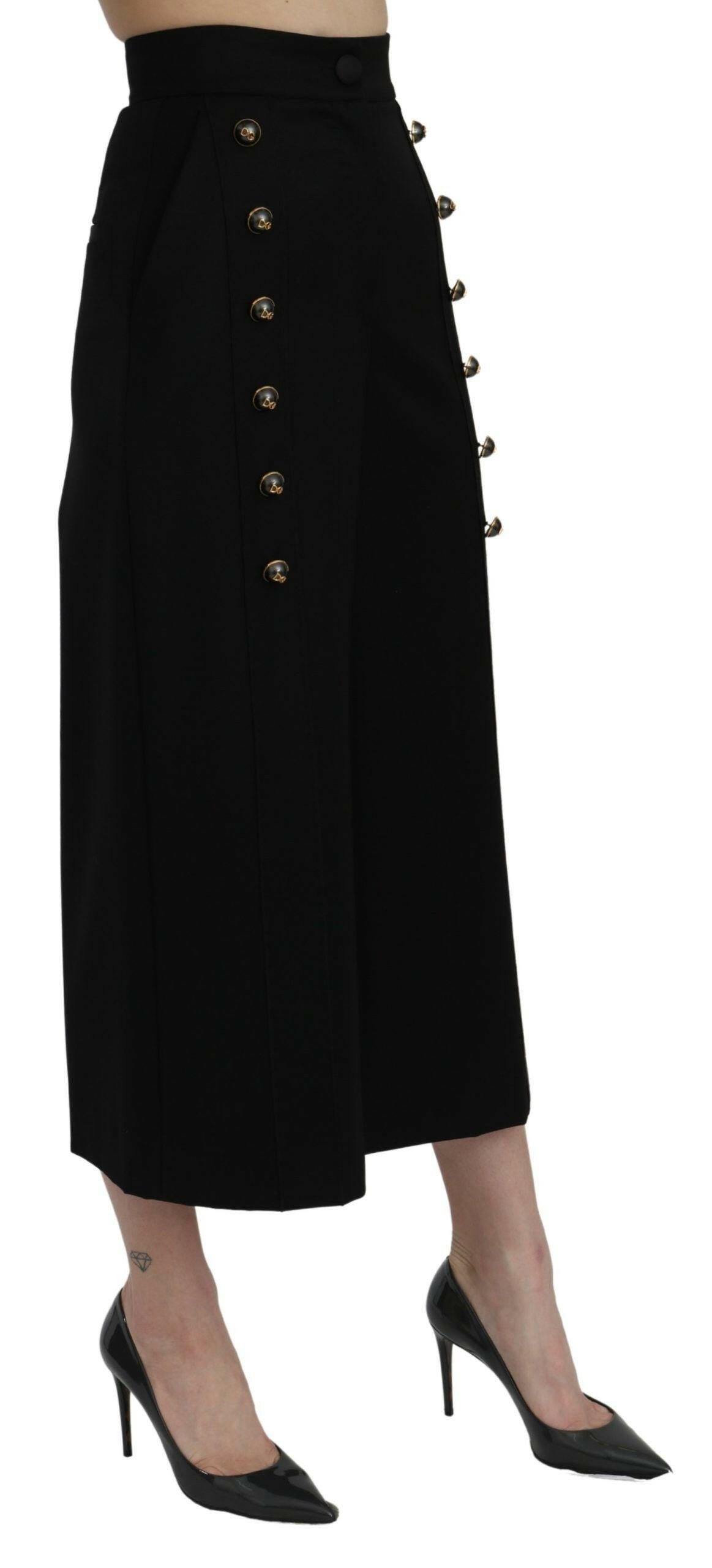 Dolce & Gabbana Black High Waist Wide Leg Cropped Pants -   -  Dolce & Gabbana.