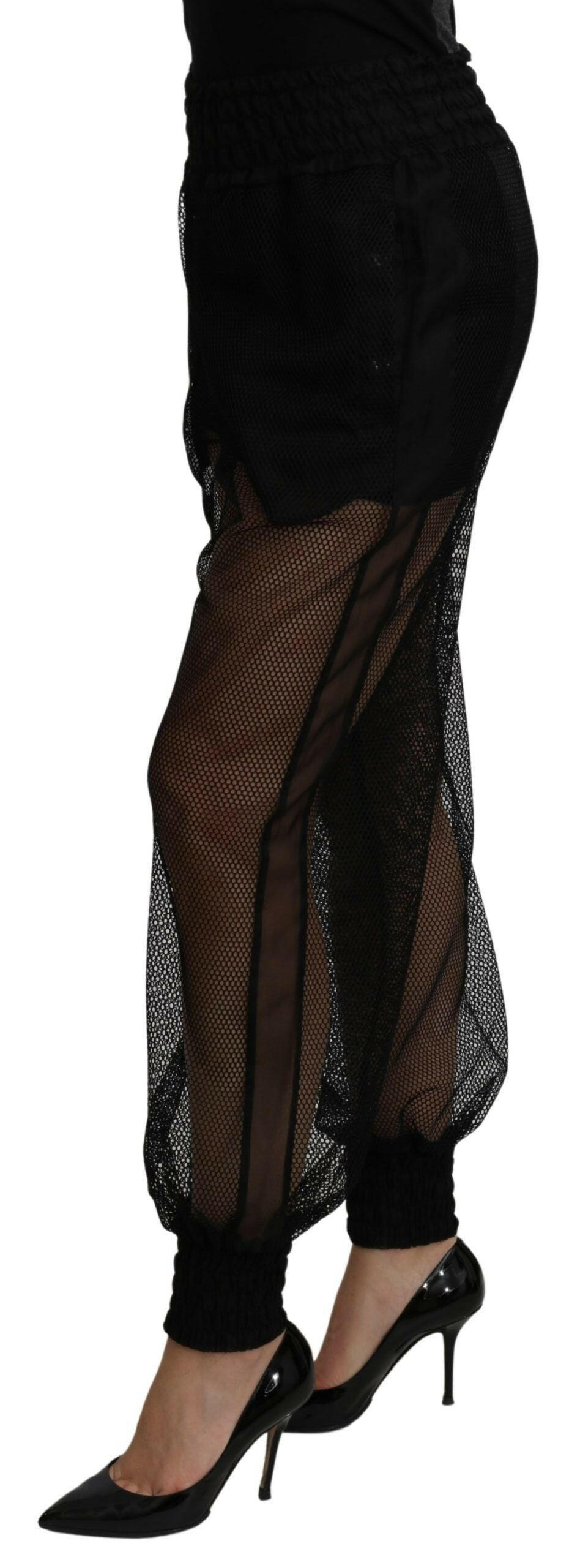 Dolce & Gabbana Black See Through Jogger Polyester Pants -   -  Dolce & Gabbana.