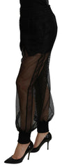 Dolce & Gabbana Black See Through Jogger Polyester Pants -   -  Dolce & Gabbana.