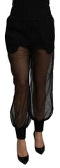 Dolce & Gabbana Black See Through Jogger Polyester Pants -   -  Dolce & Gabbana.