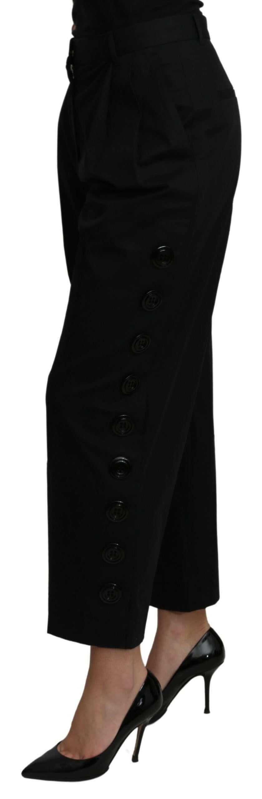 Dolce & Gabbana Black High Waist Cropped Cotton Stretch Pants -   -  Dolce & Gabbana.
