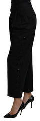 Dolce & Gabbana Black High Waist Cropped Cotton Stretch Pants -   -  Dolce & Gabbana.