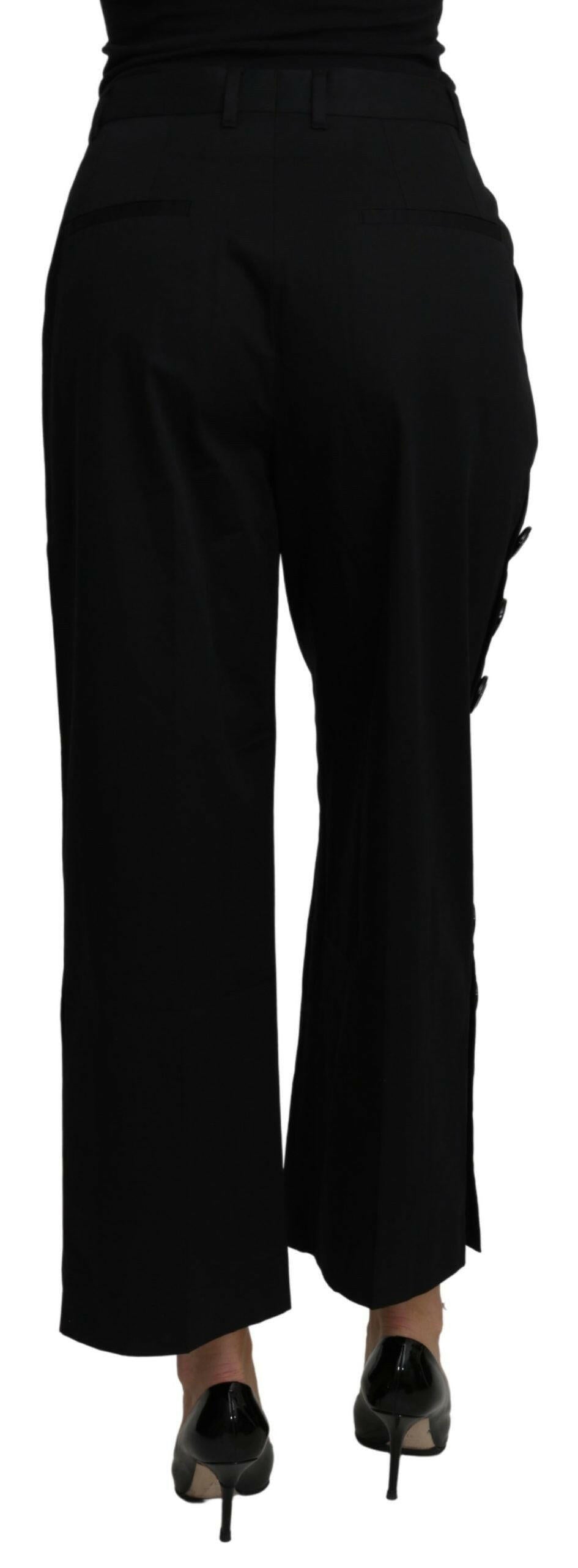 Dolce & Gabbana Black High Waist Cropped Cotton Stretch Pants -   -  Dolce & Gabbana.