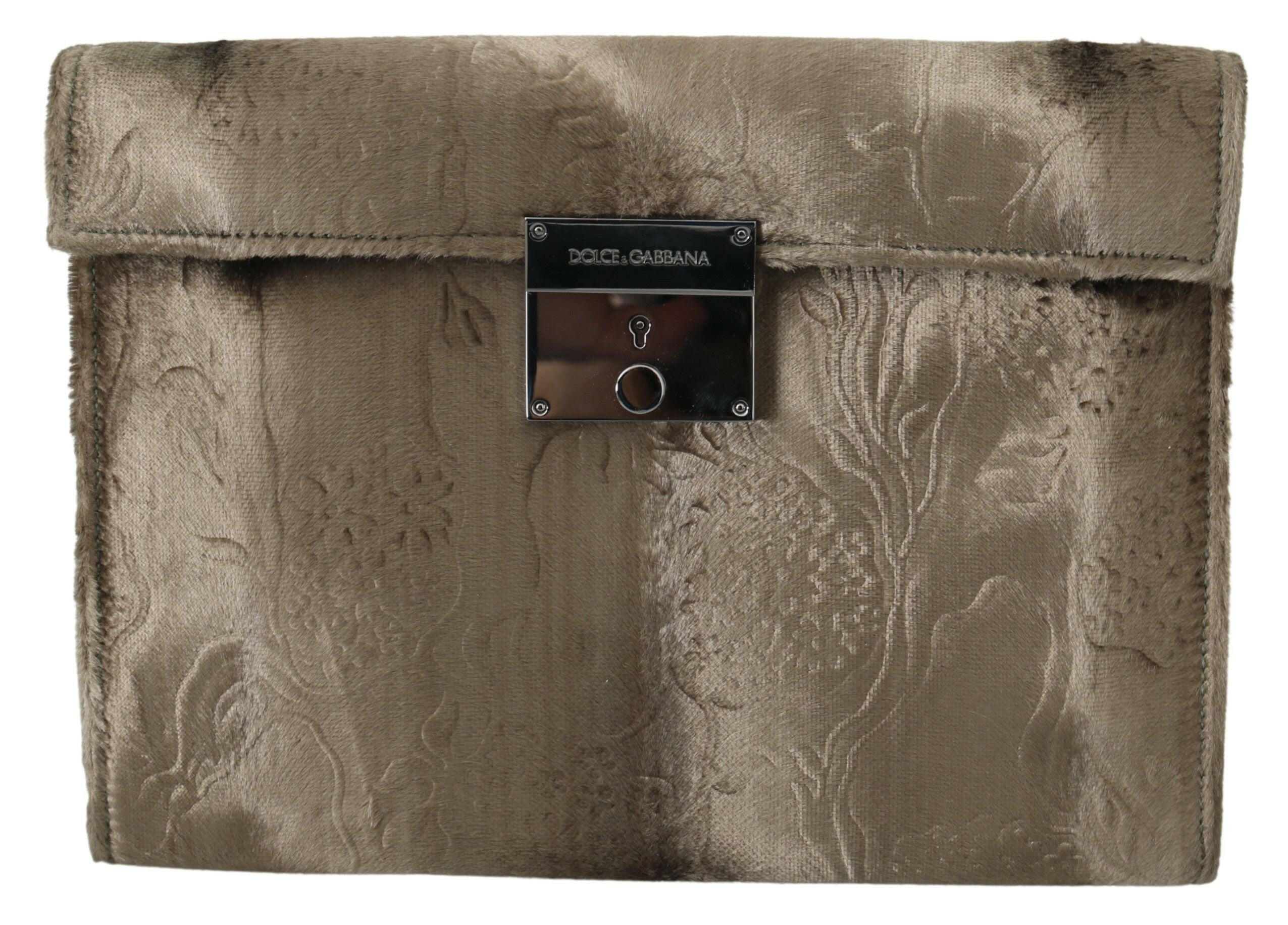 Dolce & Gabbana Beige Velvet Floral Leather Men Document Briefcase -   -  Dolce & Gabbana.