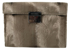 Dolce & Gabbana Beige Velvet Floral Leather Men Document Briefcase -   -  Dolce & Gabbana.