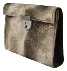 Dolce & Gabbana Beige Velvet Floral Leather Men Document Briefcase -   -  Dolce & Gabbana.