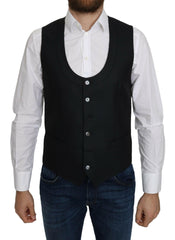 Dolce & Gabbana Blue Silk Romb Pattern Formal Coat Vest -  Vests for Men Suits -  Dolce & Gabbana.