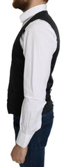 Dolce & Gabbana Blue Silk Romb Pattern Formal Coat Vest -  Vests for Men Suits -  Dolce & Gabbana.