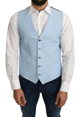 Dolce & Gabbana Blue Viscose Stretch Formal Coat Vest -  Vests for Men Suits -  Dolce & Gabbana.