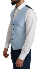 Dolce & Gabbana Blue Viscose Stretch Formal Coat Vest -  Vests for Men Suits -  Dolce & Gabbana.