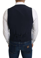 Dolce & Gabbana Blue Viscose Stretch Formal Coat Vest -  Vests for Men Suits -  Dolce & Gabbana.