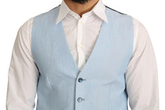 Dolce & Gabbana Blue Viscose Stretch Formal Coat Vest -  Vests for Men Suits -  Dolce & Gabbana.