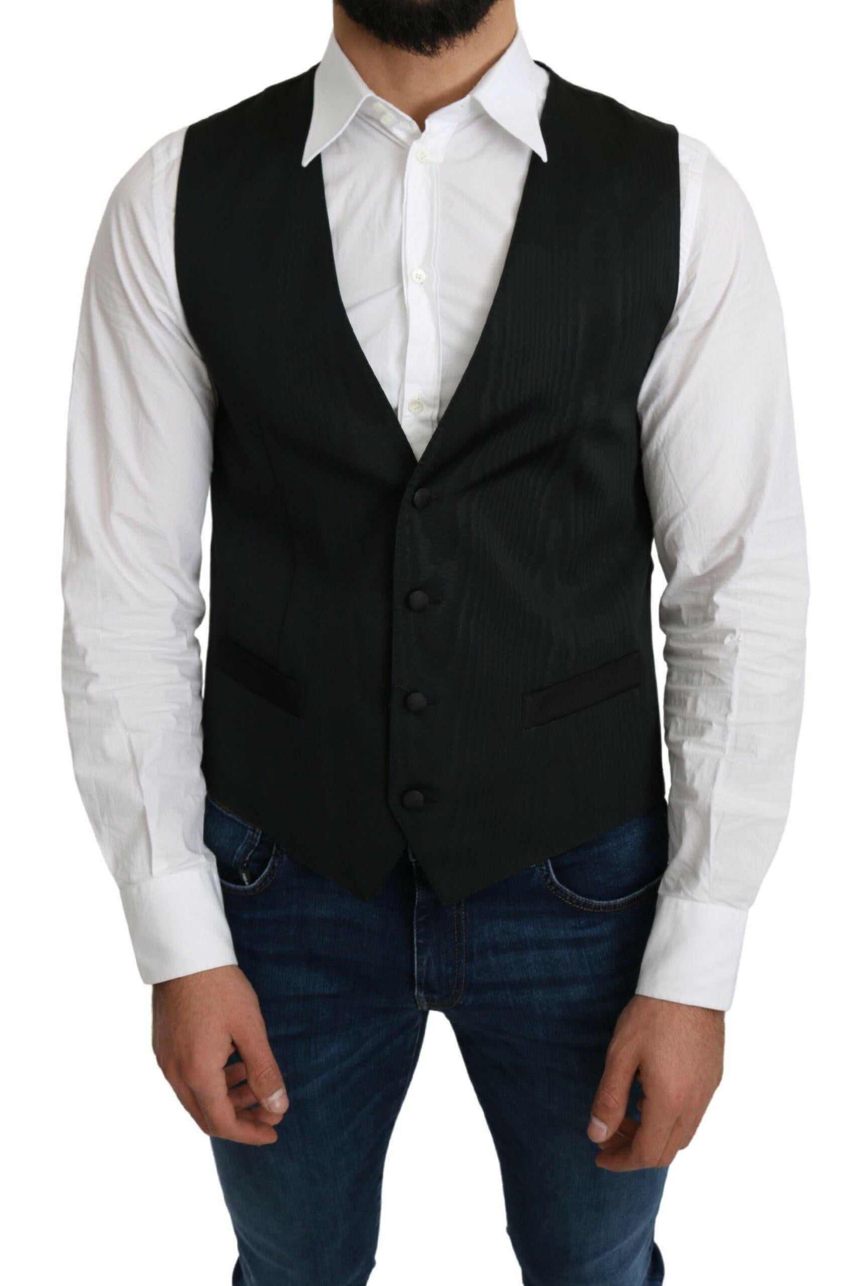 Dolce & Gabbana Gray 100% Silk Formal Coat Vest -  Vests for Men Suits -  Dolce & Gabbana.