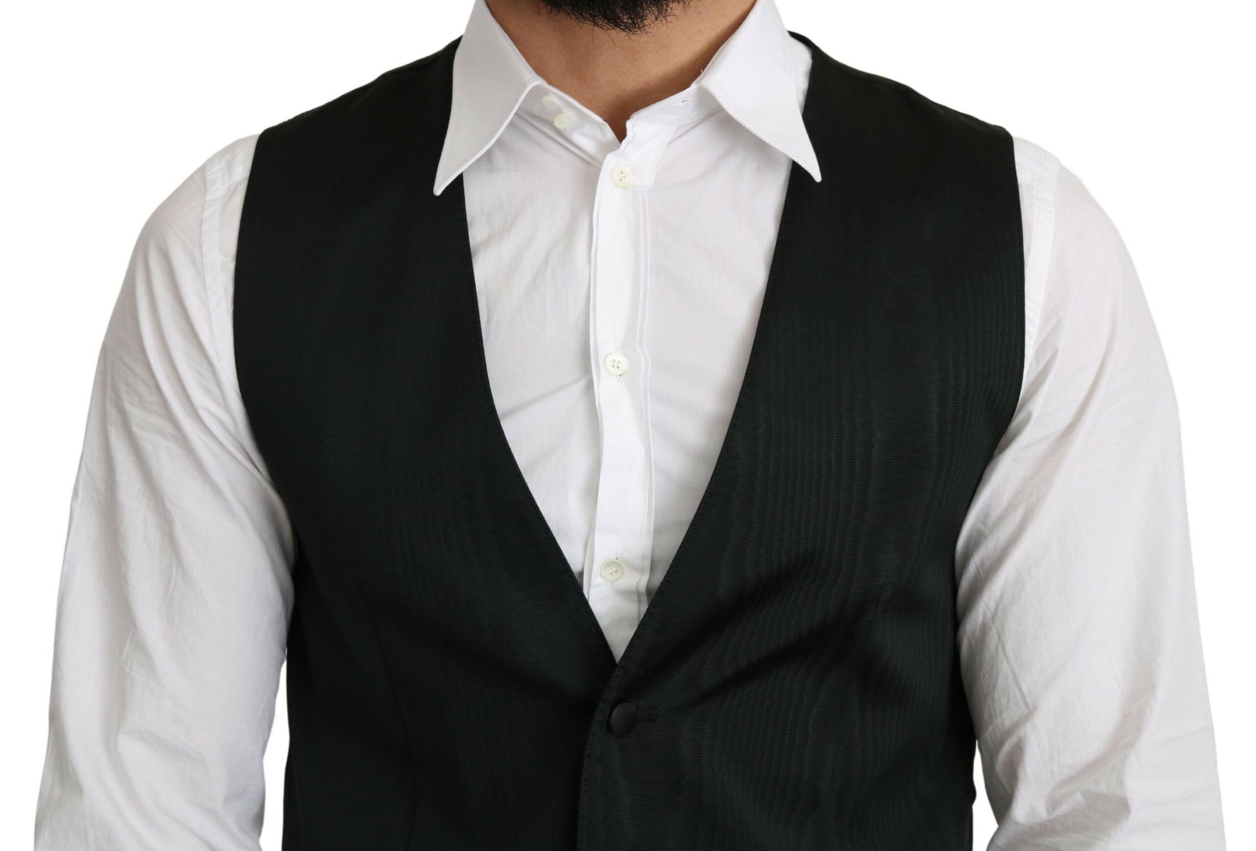 Dolce & Gabbana Gray 100% Silk Formal Coat Vest -  Vests for Men Suits -  Dolce & Gabbana.