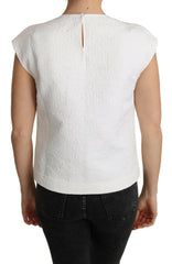 Dolce & Gabbana White Floral Brocade Blouse Cotton Top -   -  Dolce & Gabbana.