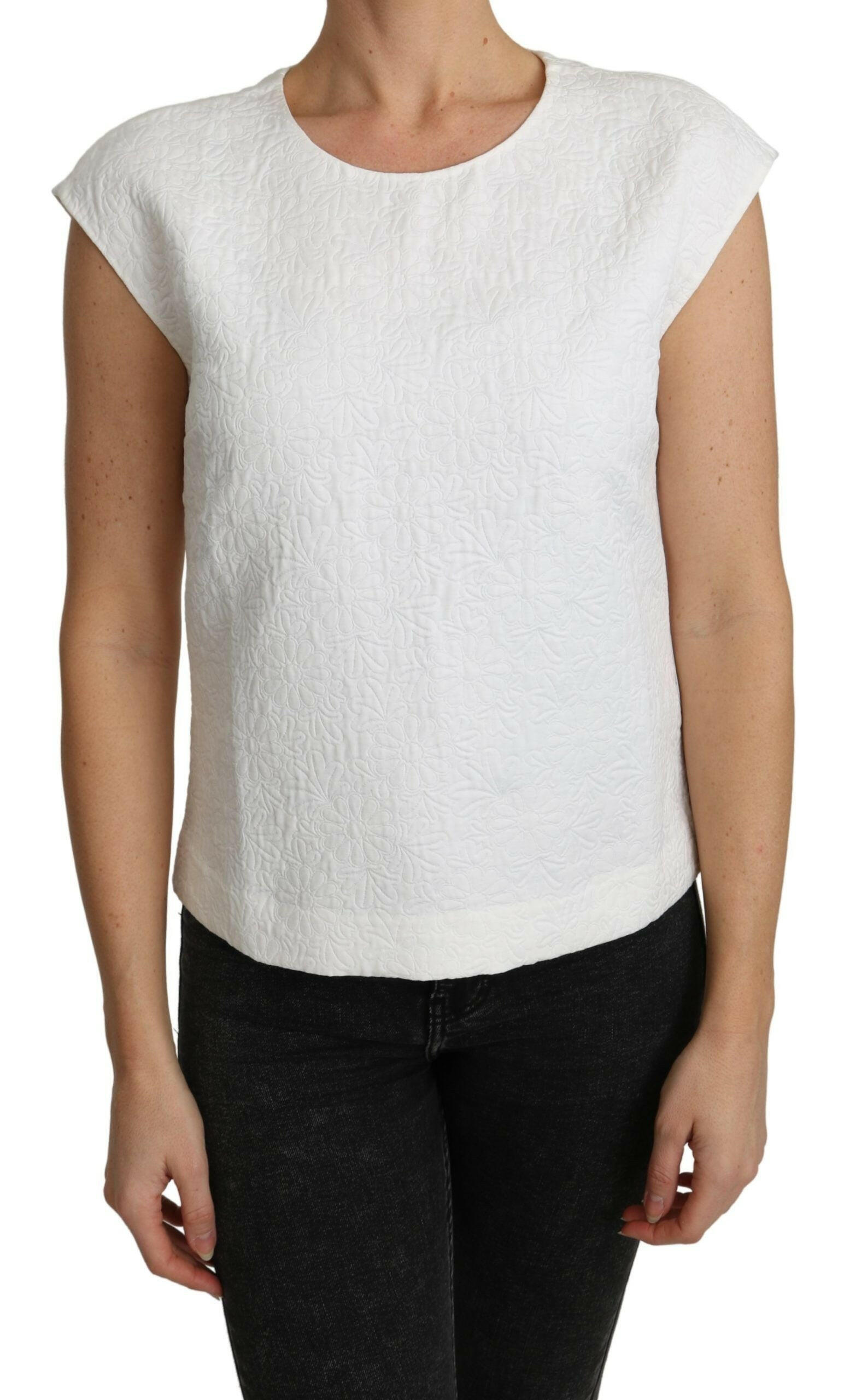 Dolce & Gabbana White Floral Brocade Blouse Cotton Top -   -  Dolce & Gabbana.