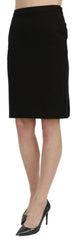 GF Ferre Black High Waist Pencil Cut Knee Length Formal Skirt -   -  GF Ferre.