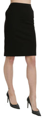 GF Ferre Black High Waist Pencil Cut Knee Length Formal Skirt -   -  GF Ferre.
