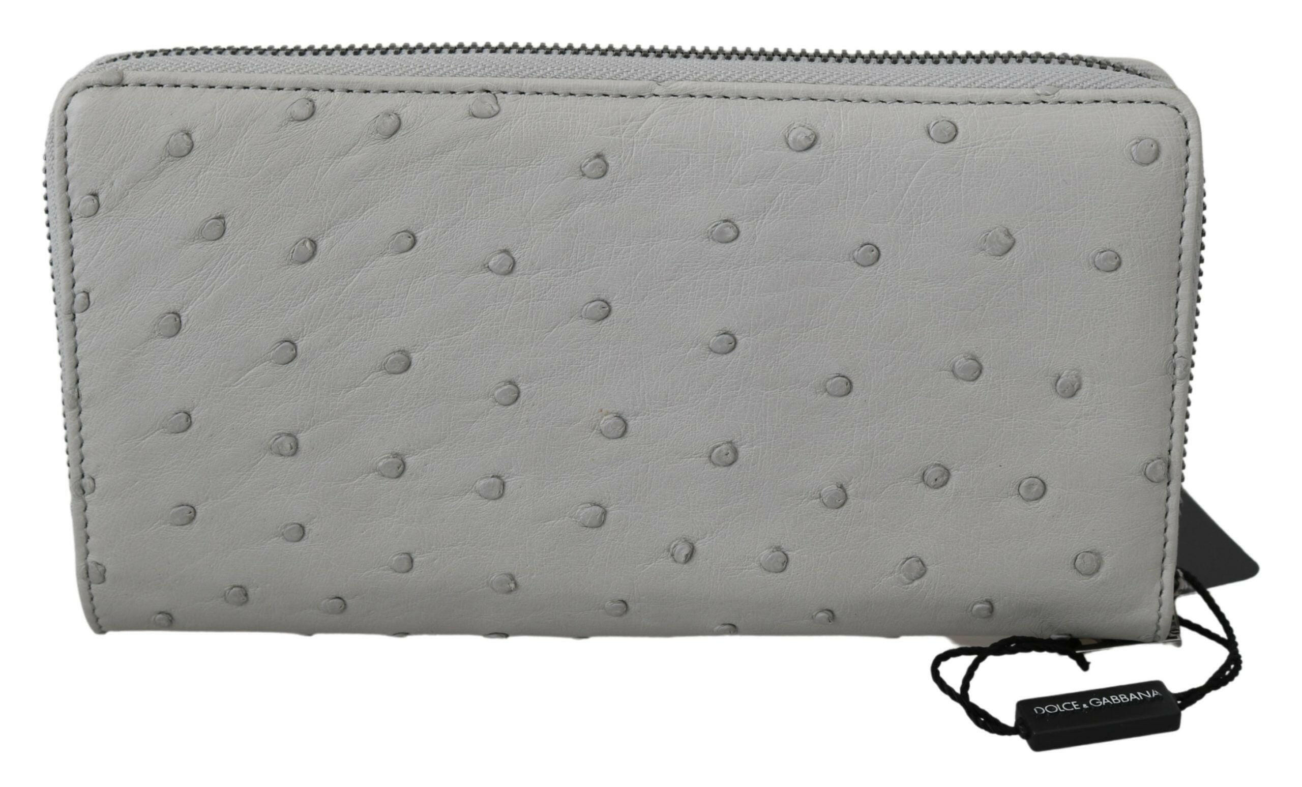Dolce & Gabbana White Ostrich Leather Continental Mens Clutch Wallet -  Leather Wallet for Men -  Dolce & Gabbana.