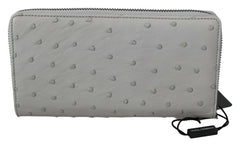 Dolce & Gabbana White Ostrich Leather Continental Mens Clutch Wallet -  Leather Wallet for Men -  Dolce & Gabbana.