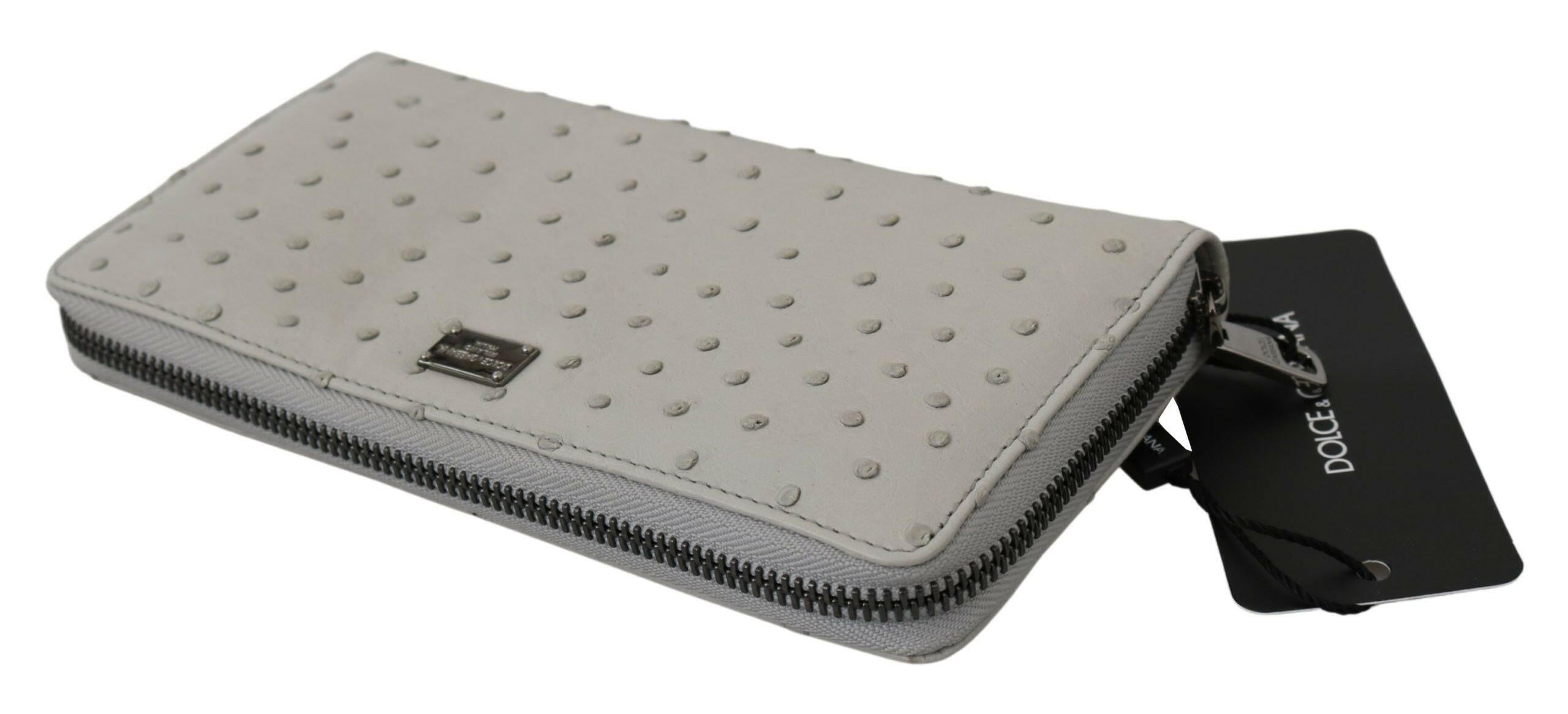 Dolce & Gabbana White Ostrich Leather Continental Mens Clutch Wallet -  Leather Wallet for Men -  Dolce & Gabbana.