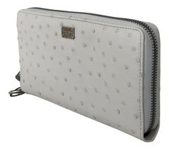 Dolce & Gabbana White Ostrich Leather Continental Mens Clutch Wallet -  Leather Wallet for Men -  Dolce & Gabbana.