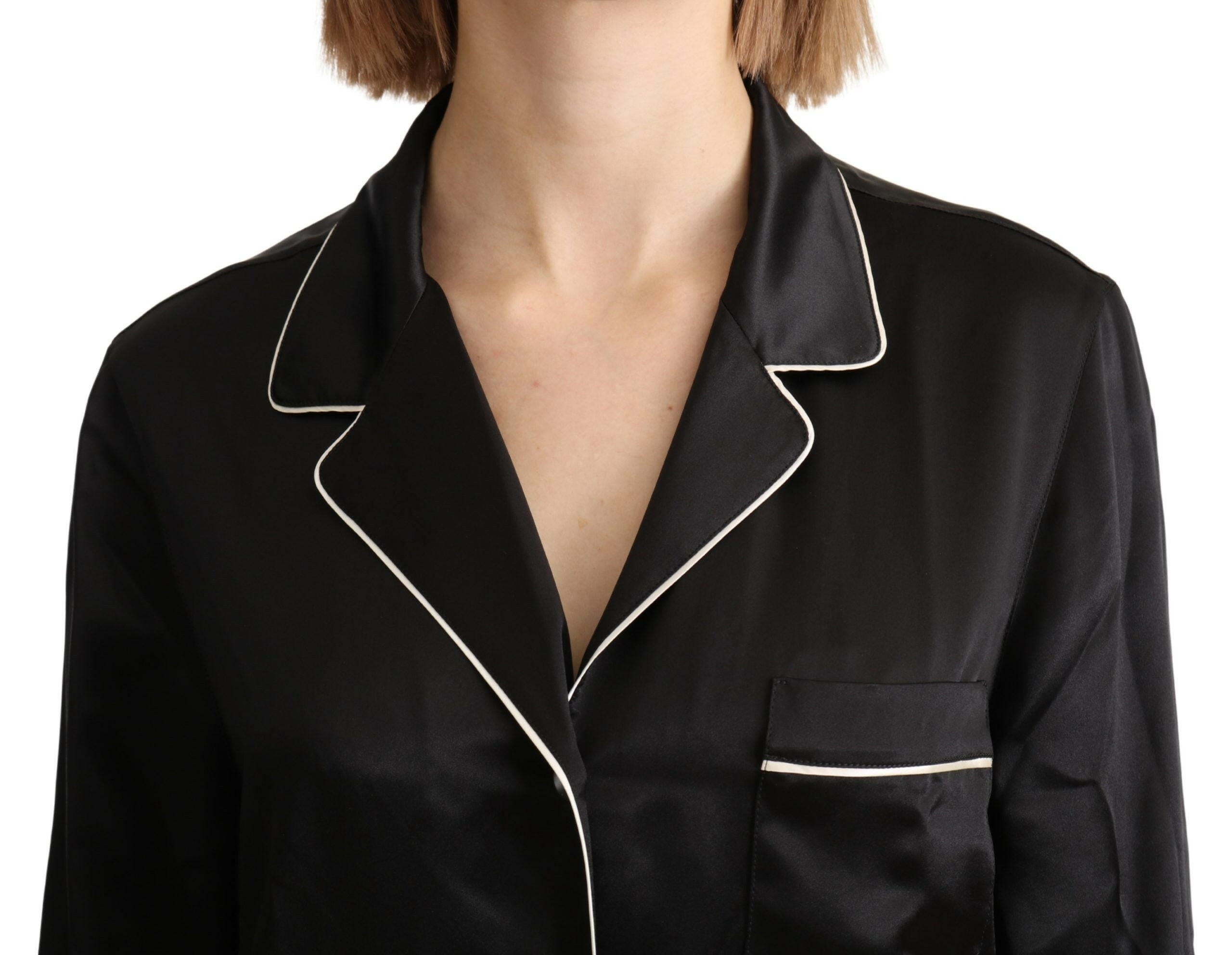 Dolce & Gabbana Black Shirt Silk Stretch Top Blouse -   -  Dolce & Gabbana.