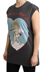 Dolce & Gabbana Gray Cotton L' Amore Top Tank T-shirt -   -  Dolce & Gabbana.