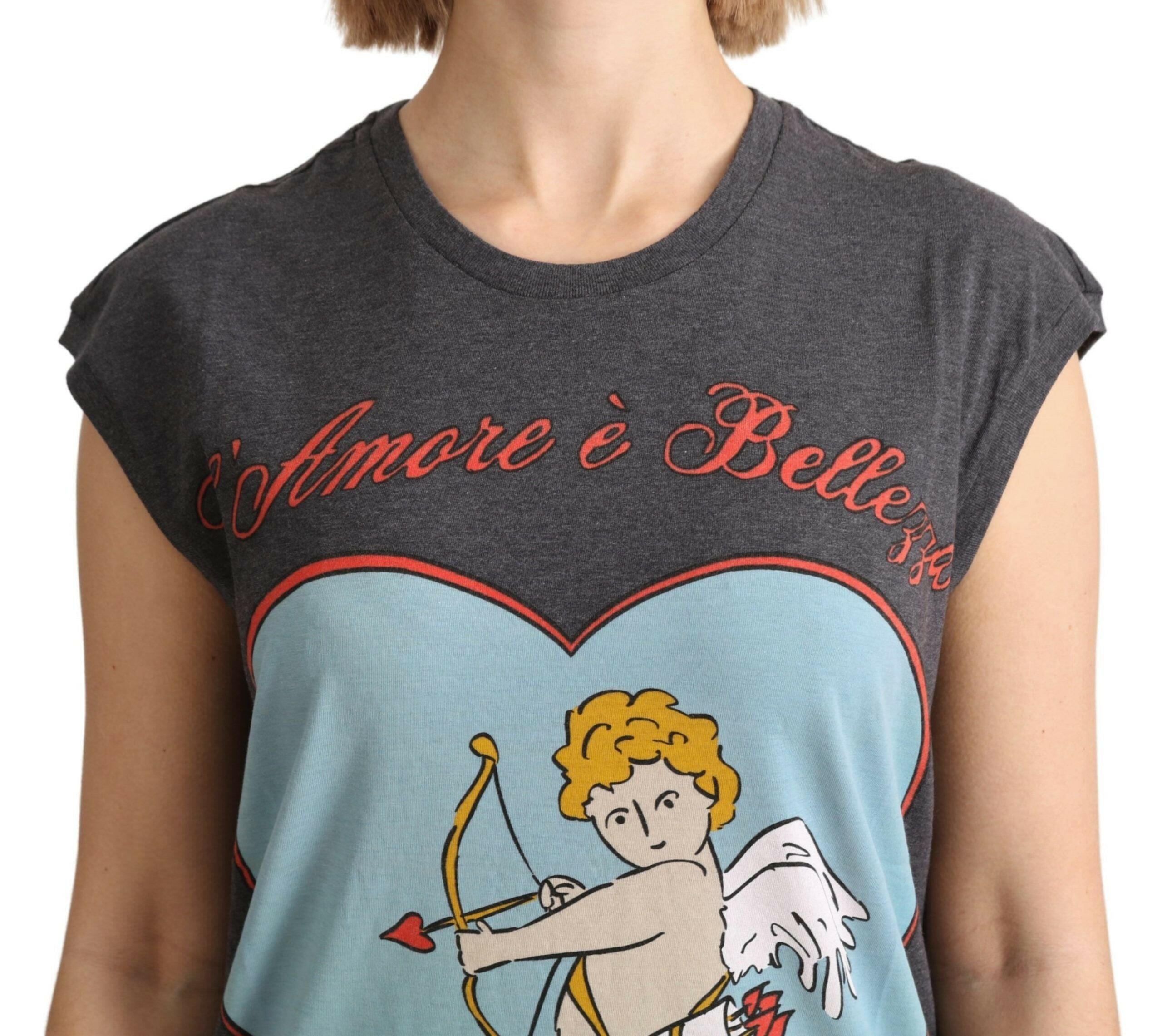 Dolce & Gabbana Gray Cotton L' Amore Top Tank T-shirt -   -  Dolce & Gabbana.