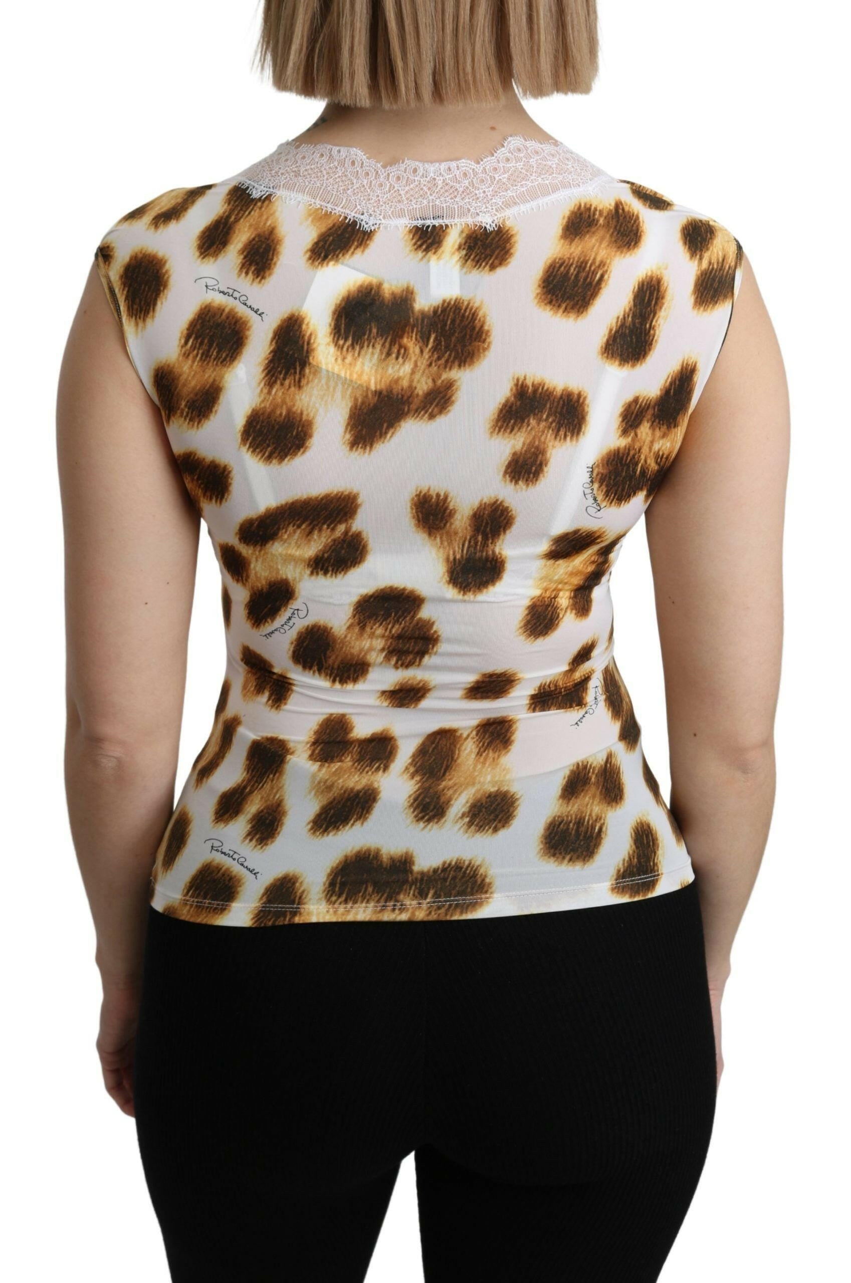 Roberto Cavalli White Brown Camisole Underwear Blouse -   -  Roberto Cavalli.