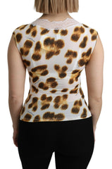 Roberto Cavalli White Brown Camisole Underwear Blouse -   -  Roberto Cavalli.