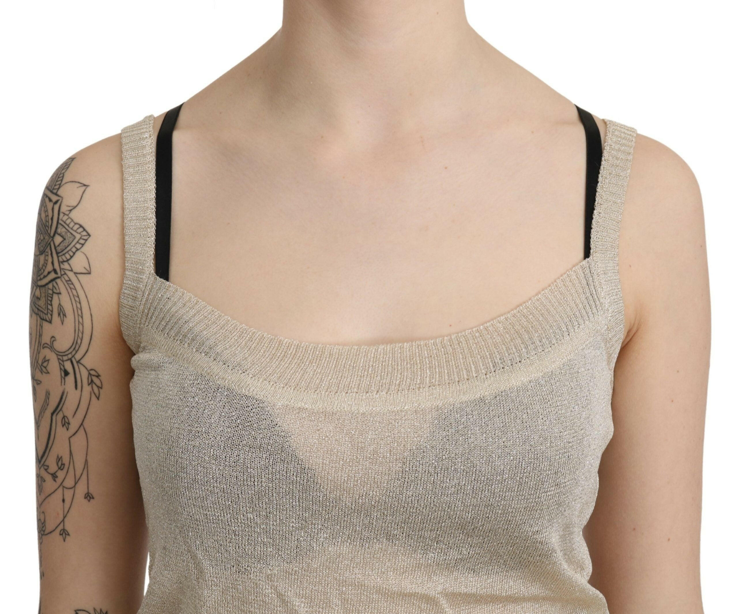 BYBLOS Beige Sleeveless Spaghetti Strap Tank See Through Top -   -  BYBLOS.