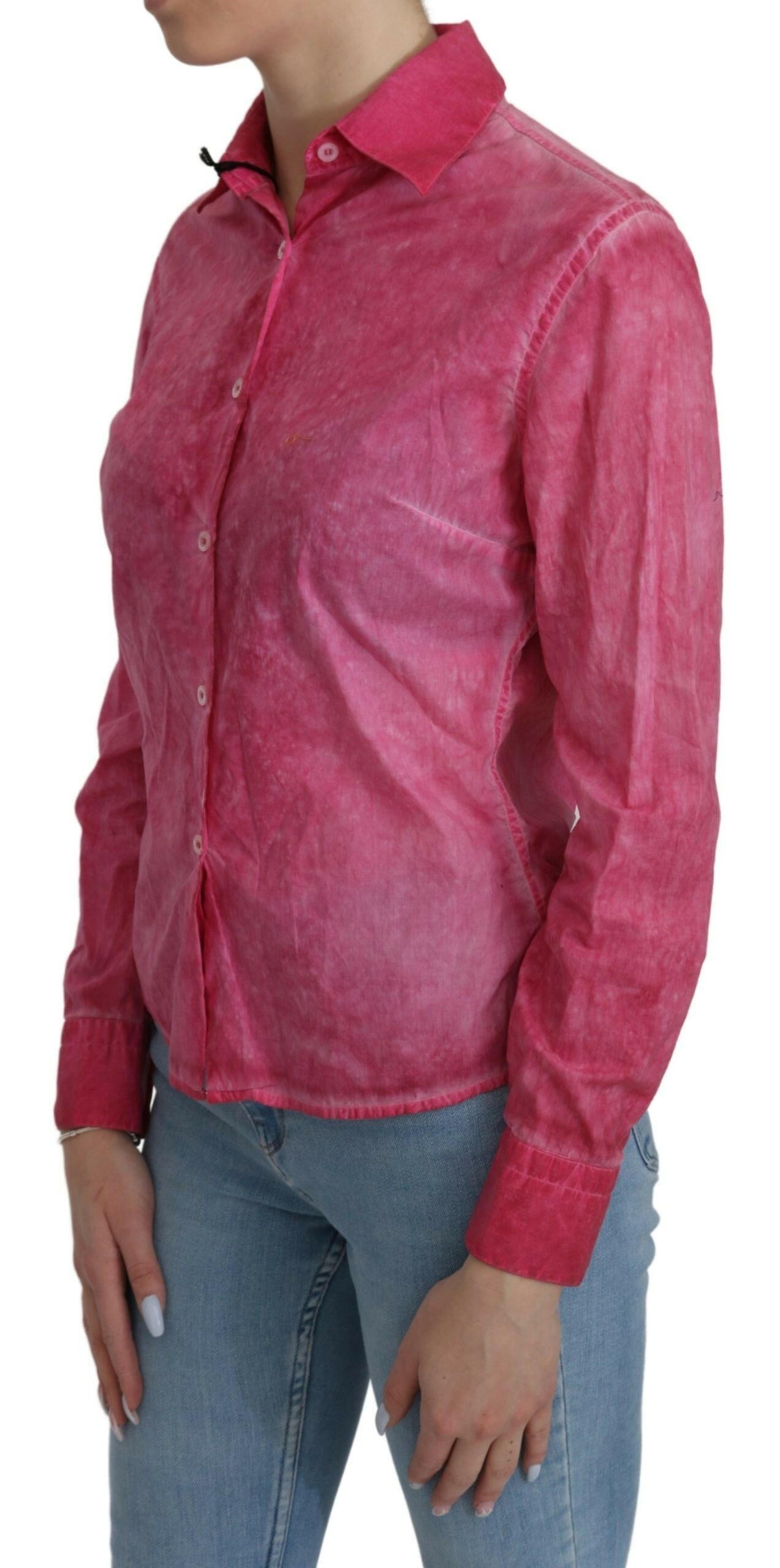 Ermanno Scervino Pink Collared Long Sleeve Shirt Blouse Top -   -  Ermanno Scervino.