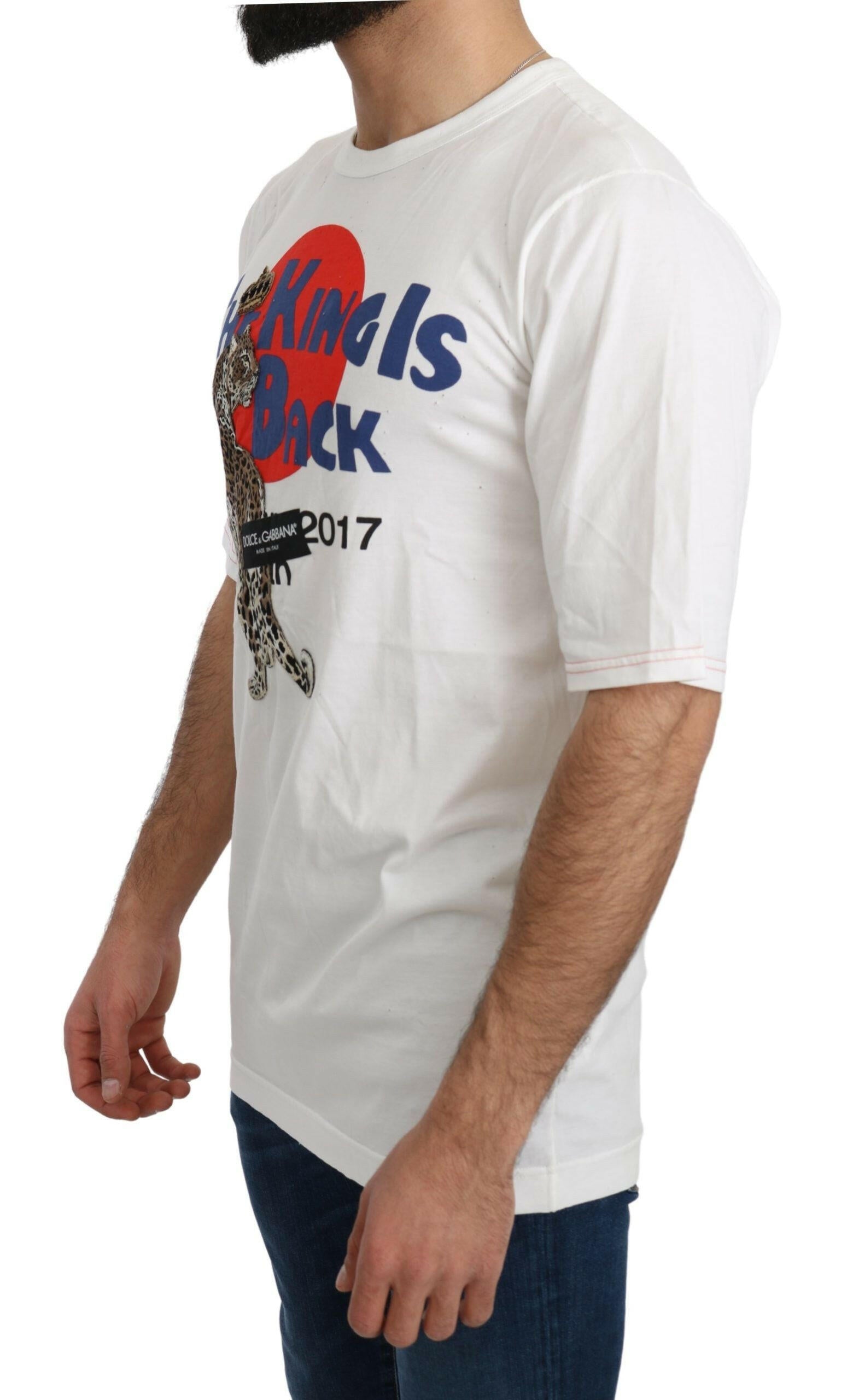 Dolce & Gabbana White Leopard Royal Top T-shirt -   -  Dolce & Gabbana.