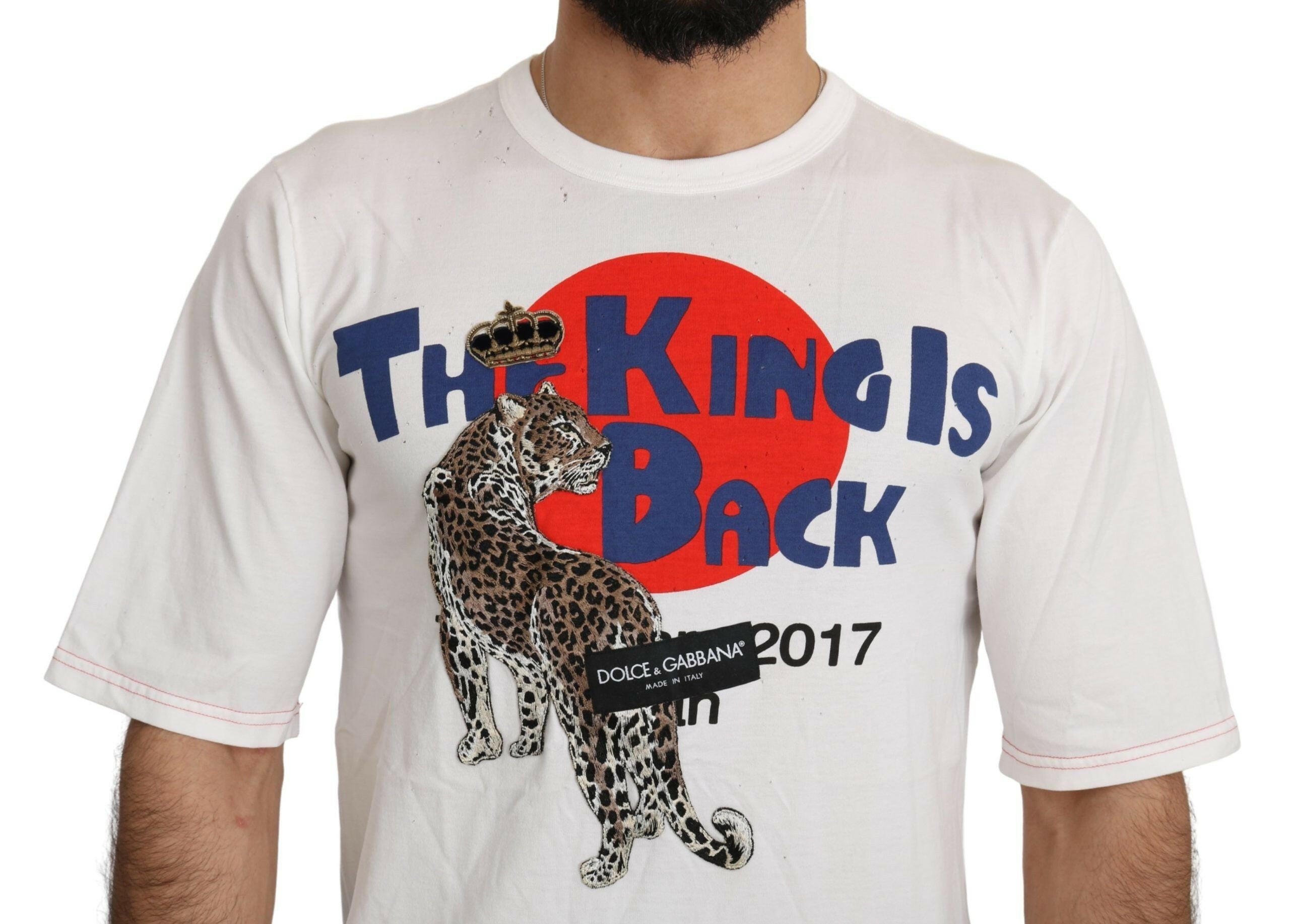 Dolce & Gabbana White Leopard Royal Top T-shirt -   -  Dolce & Gabbana.