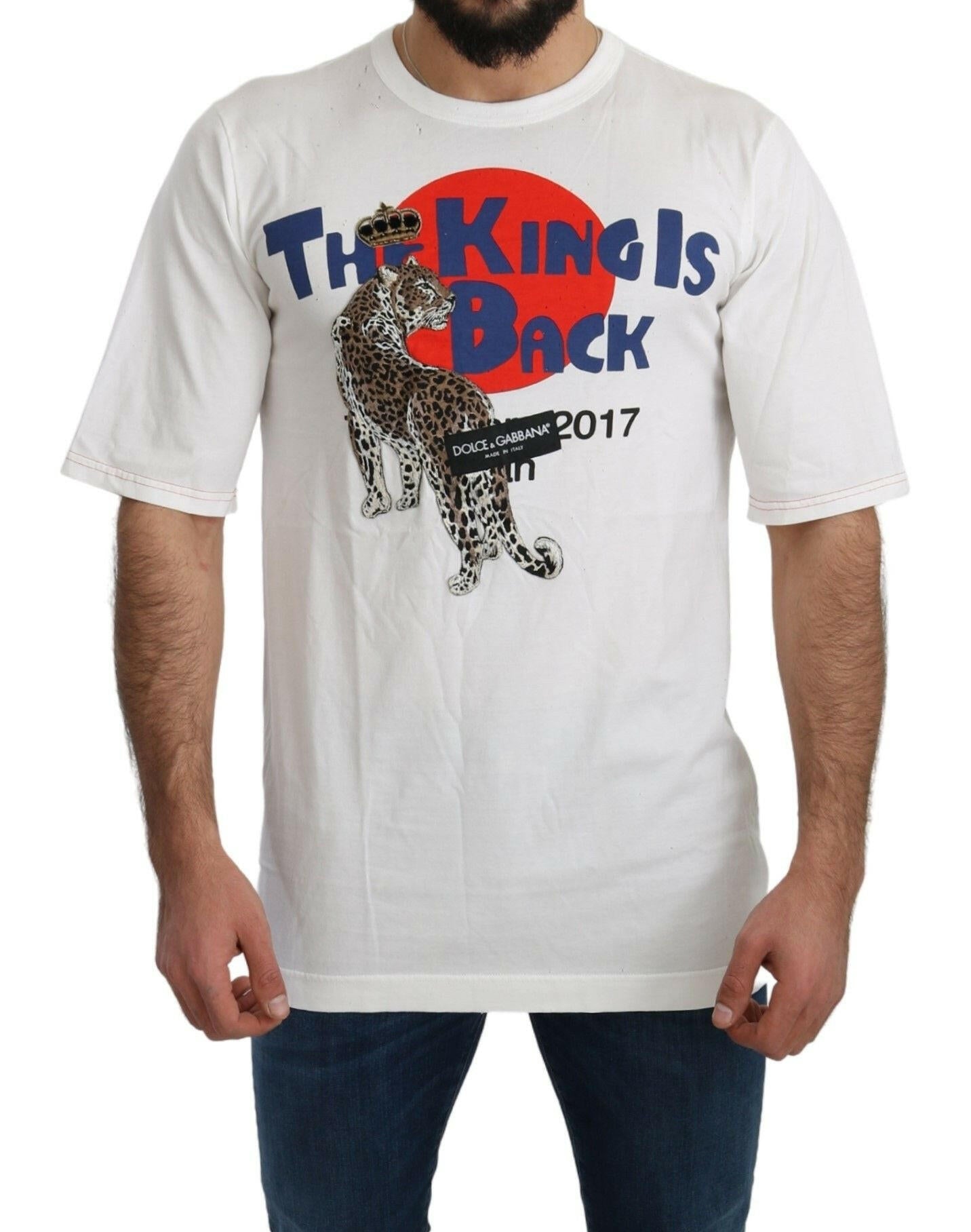 Dolce & Gabbana White Leopard Royal Top T-shirt -   -  Dolce & Gabbana.