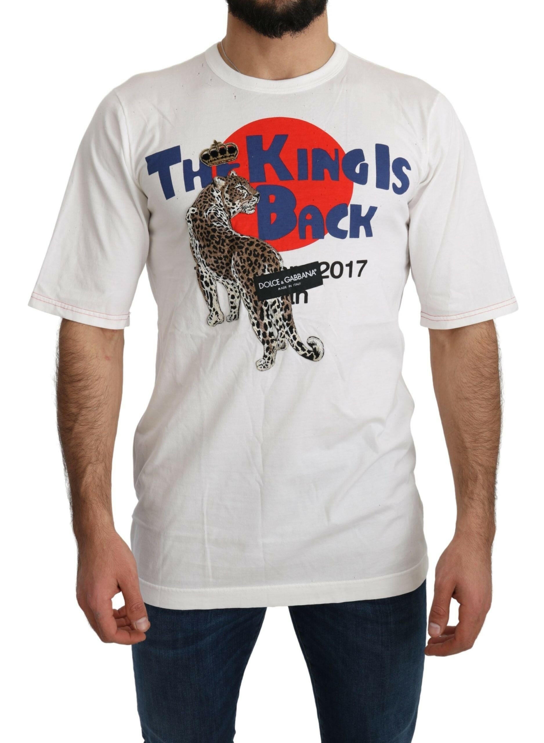 Dolce & Gabbana White Leopard Royal Top T-shirt -   -  Dolce & Gabbana.