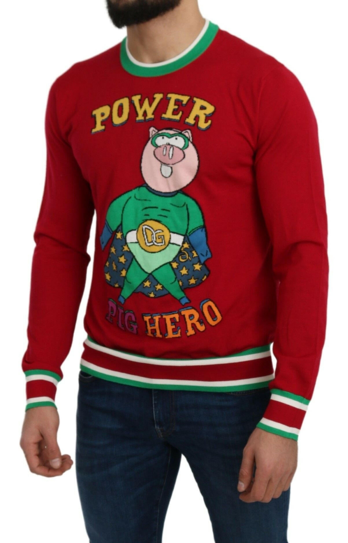 Dolce & Gabbana Red Wool Silk Pig of the Year Sweater -   -  Dolce & Gabbana.