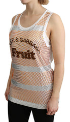 Dolce & Gabbana White Orange Crystal Sleeveless Tank Cotton Top -   -  Dolce & Gabbana.